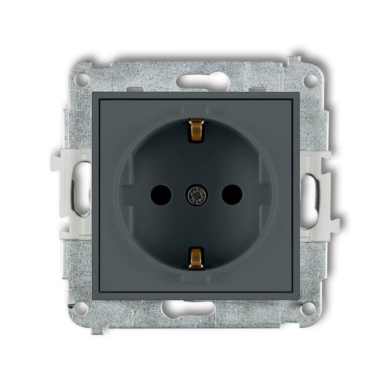 1-poolne pesa, mehaaniline ICON maandusega SCHUKO 2P+Z, z/a, IP20, grafiitmatt