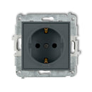 1-poolne pesa, mehaaniline ICON maandusega SCHUKO 2P+Z, z/a, IP20, grafiitmatt