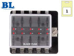 C-PWR drošinātāju bloks 10 GM drošinātājiem ar LED, 100A, 84×95×36mm