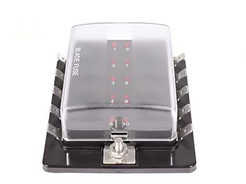 C-PWR drošinātāju bloks 10 GM drošinātājiem ar LED, 100A, 84×95×36mm
