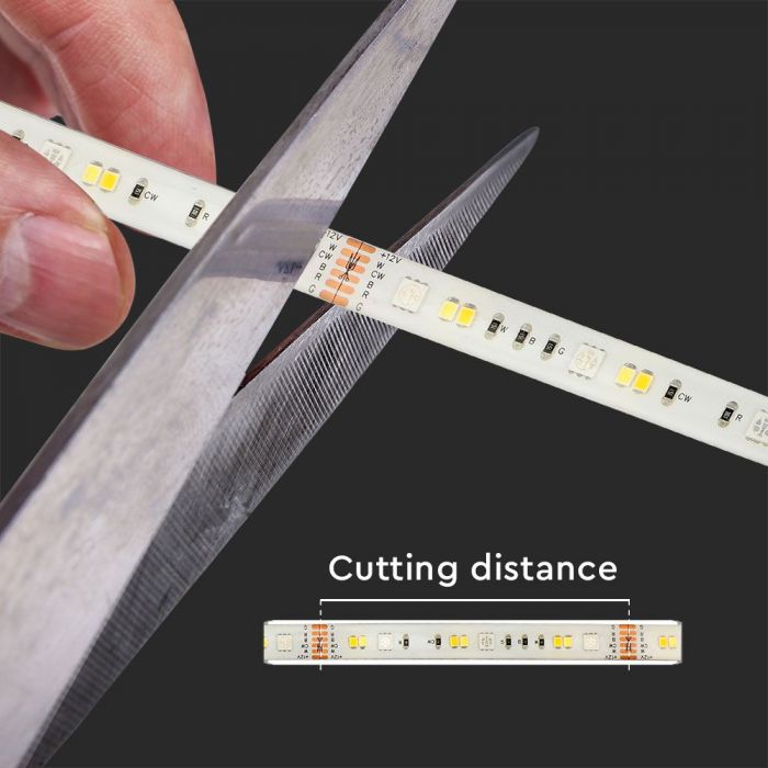 15W/m LED V-TAC SMART tape set RGB + 3in1, 5m, IP65, compatible with Amazon Alexa and Google Home applications, dimmable