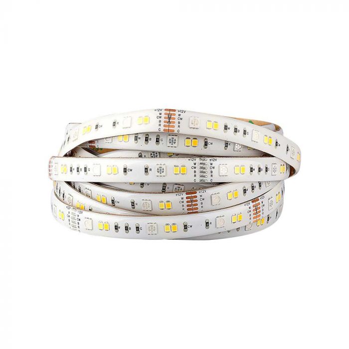 15W/m LED V-TAC SMART lentu komplekts RGB + 3in1, 5m, IP65, saderīgs ar Amazon Alexa un Google Home aplikācijām, aptumšojams
