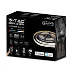 15W/m LED V-TAC SMART lentu komplekts RGB + 3in1, 5m, IP65, saderīgs ar Amazon Alexa un Google Home aplikācijām, aptumšojams