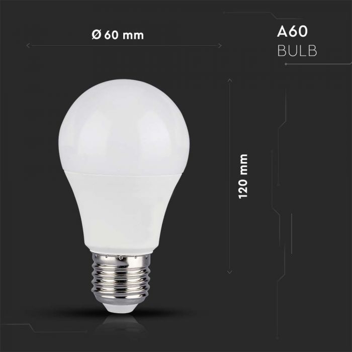 E27 8.5W(806Lm) LED SMART Spuldze ar pulti, A60, V-TAC, IP20, dimmējama, RGB+neitrāli balta gaisma 4000K