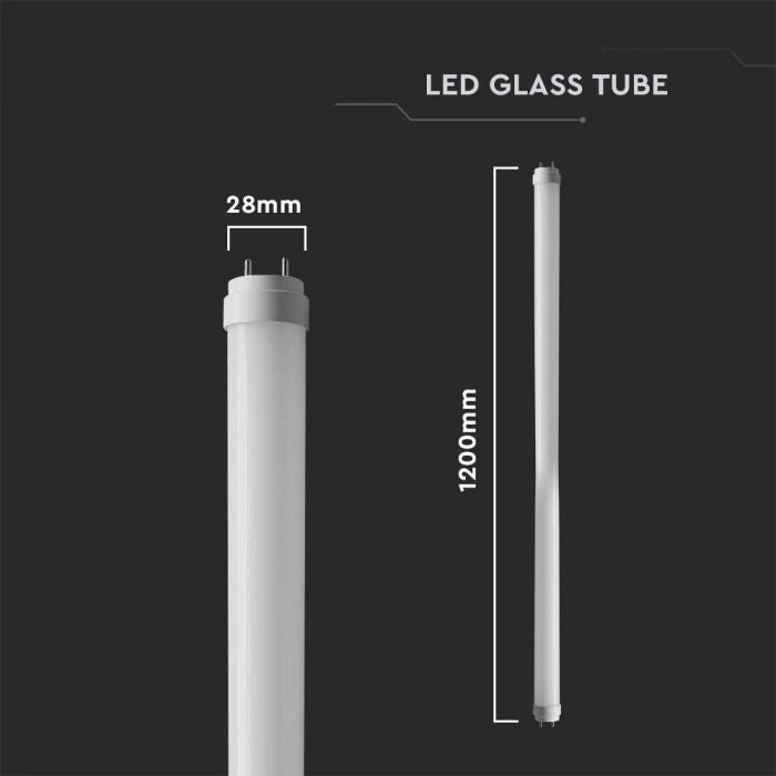 T8 18W(1850Lm) LED dienasgaismas spuldze, V-TAC, IP20, 120cm, G13, neitrāli balta gaisma 4000K