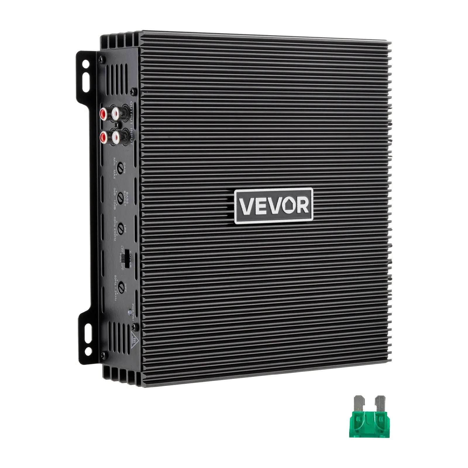 VEVOR 2 kanālu automašīnas audio pastiprinātājs, tiltojams pilna diapazona Class AB stereo pastiprinātājs ar maksimālo jaudu 2 × 300 W pie 4 Ω / 2 × 600 W pie 2 Ω, augstas jaudas auto pastiprinātājs SUV, pikapiem un bezceļu transportlīdzekļiem