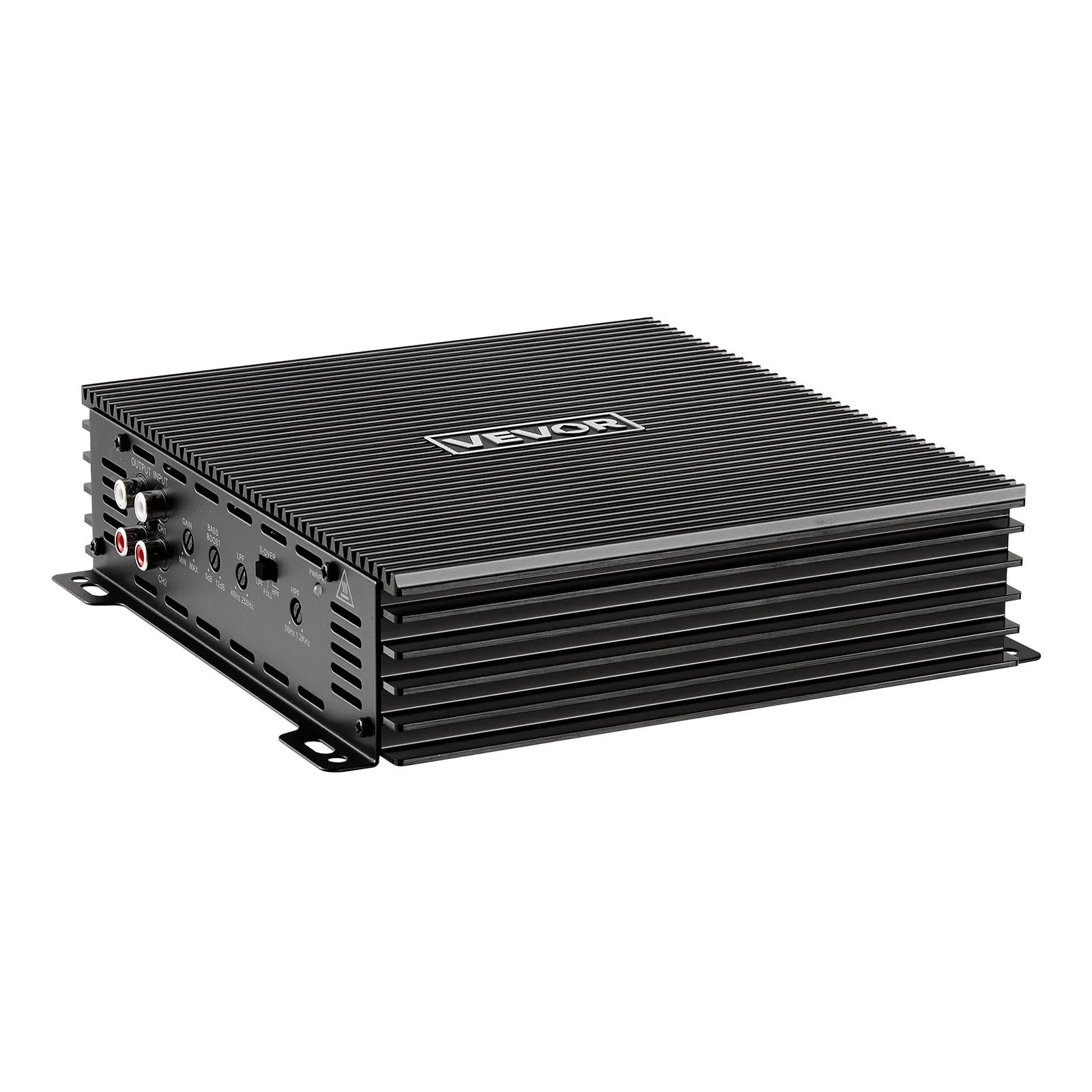 VEVOR 2 kanālu automašīnas audio pastiprinātājs, tiltojams pilna diapazona Class AB stereo pastiprinātājs ar maksimālo jaudu 2 × 300 W pie 4 Ω / 2 × 600 W pie 2 Ω, augstas jaudas auto pastiprinātājs SUV, pikapiem un bezceļu transportlīdzekļiem