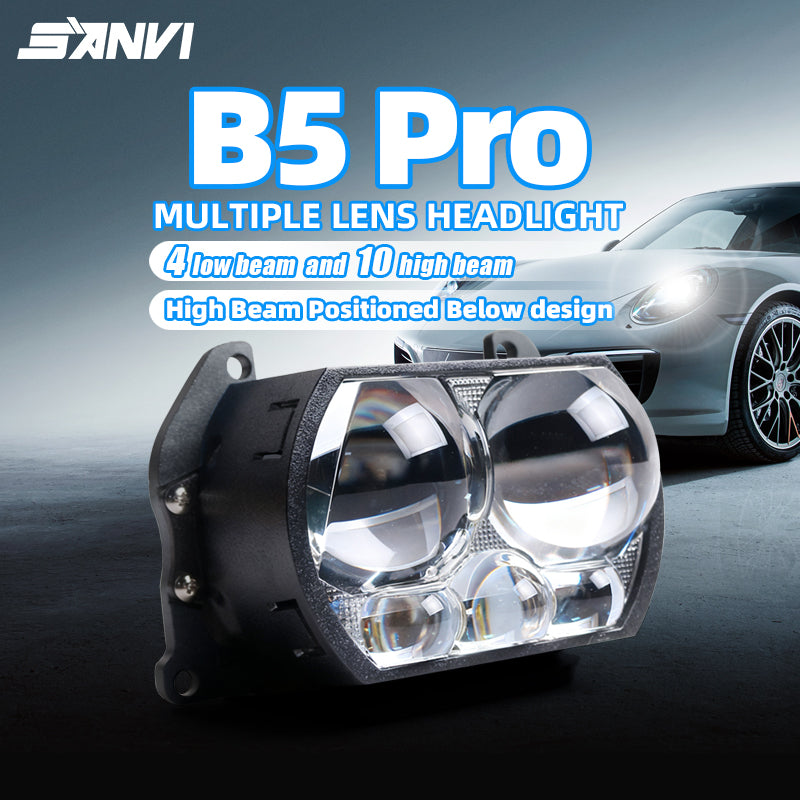 SANVI Bi-LED + Lāzera Projektora Lēcas Auto Lukturiem (Komplekts 2 gab.) – 6000K Augstas Jaudas Retrofit Modulis