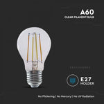 E27 7W(806Lm) LED SMART Glödlampa, V-TAC, IP20, glas, kompatibel med AMAZON ALEKSA och GOOGLE HOME, 3IN1