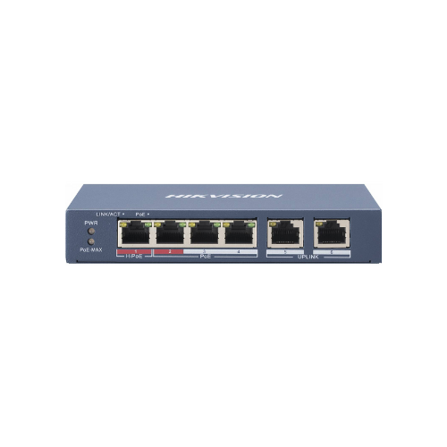 HikVision 4 Portu Fast Ethernet Nepārvaldīts PoE Komutators DS-3E0106HP-E