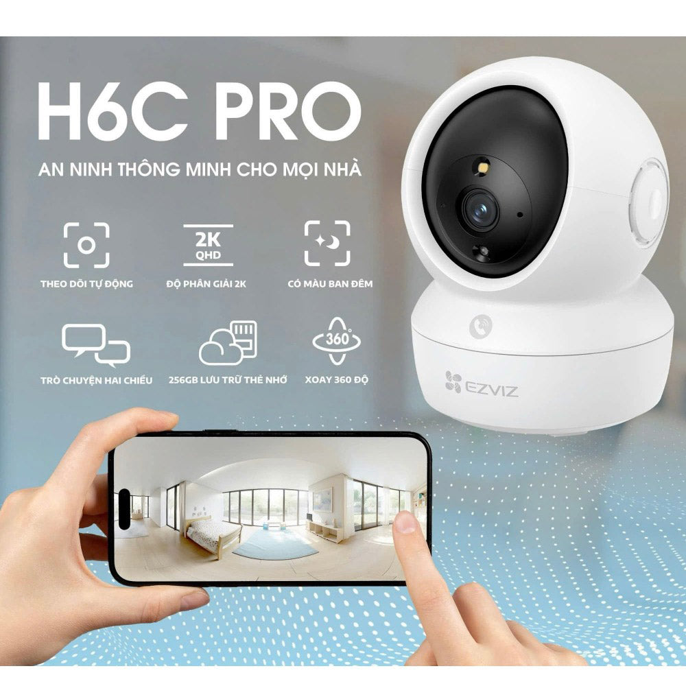 EZVIZ H6c Pro 3MP grozāma Wi-Fi kamera, Type-C, balta