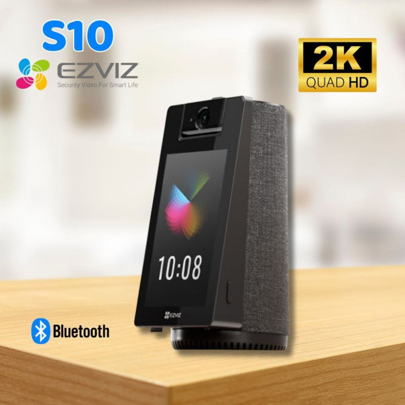EZVIZ S10 Smart Video Calling Camera, панорамный обзор 360°, панорамирование 340°, наклон 37°, разрешение 2K+; двустороннее видео, кнопочный вызов, 4-дюймовый сенсорный экран