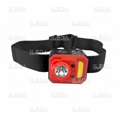 1x3W LED+ *3W COB (valge ja punane) 130Lm 140Lm LED pealamp, CE. ROHS, laadimine C-tüüpi kaabliga