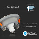 GU10 infälld gipsram/armatur, rund, grå/gyllenrosa, Ø100x40mm, infälld. storlek: x40404040404040404050, mm Ø80mm, V-TAC