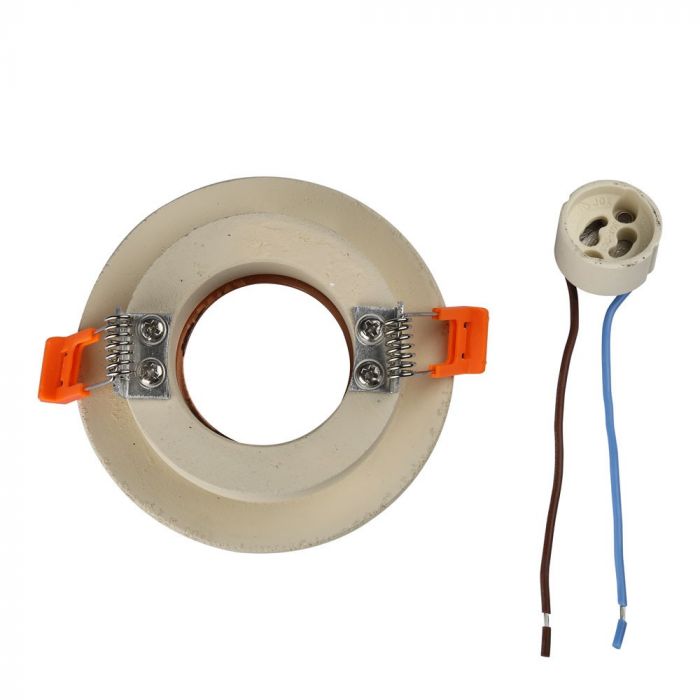 GU10 iebūvējams ģipša karkass/armatūra, apaļas formas, off white/golden rose, Ø100x40mm, iebūv. izm. Ø80mm, V-TAC