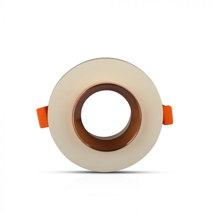 GU10 iebūvējams ģipša karkass/armatūra, apaļas formas, off white/golden rose, Ø100x40mm, iebūv. izm. Ø80mm, V-TAC