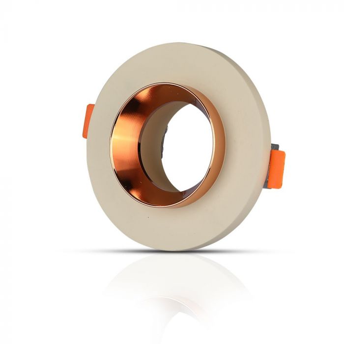 GU10 iebūvējams ģipša karkass/armatūra, apaļas formas, off white/golden rose, Ø100x40mm, iebūv. izm. Ø80mm, V-TAC