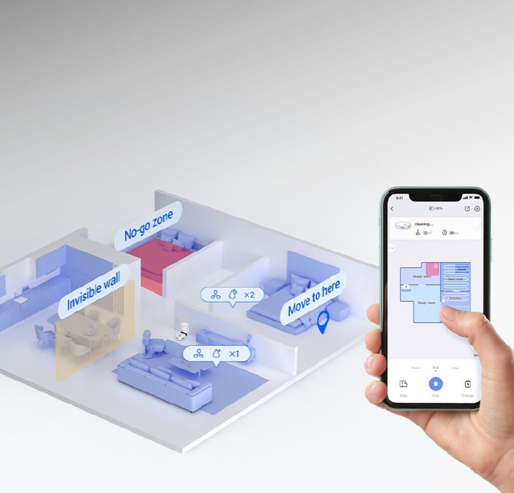 EZVIZ CS-RE4P-PBT2 robotizēts putekļsūcējs ar mazgāšanas funkciju un LiDAR navigāciju, melns