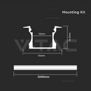 2m iebūvējams alumīnija profils, 2000 x 24 x 14,2mm, piena krāsas stikls, V-TAC