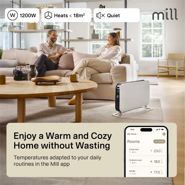 Mill CO1200WIFI3 WiFi konvekcijas sildītājs, 1200 W, balts