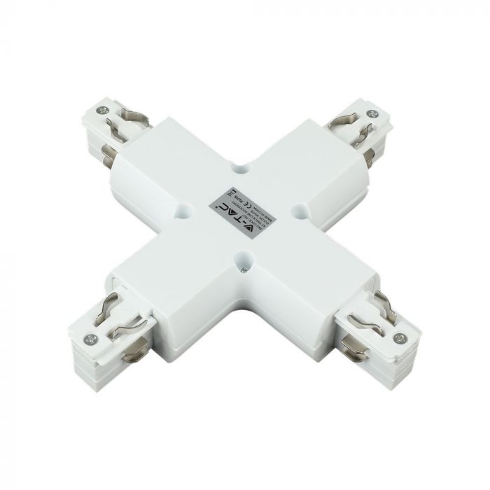 Aluminum rail cross connection, for 4core (road) rails, white, V-TAC