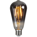 3673(B70238x15)_15m E27 spuldžu cokolu virtene ar iekļautām 15 spuldzēm E27 2W LED filament ST64 2700K Smoky, starp cokoliem 1m x15,ūdensdroša IP65, AC220-240V, 2.68kg, melna, ar 220V rozeti beigās un kontakdakšu sākumā, iespējams saslēgt vairākas virknē