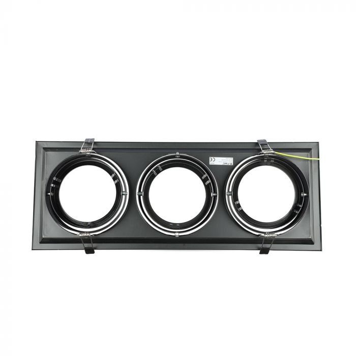 AR111 built-in frame/fixture for 3 bulbs, black, IP20, V-TAC