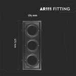 AR111 built-in frame/fixture for 3 bulbs, black, IP20, V-TAC