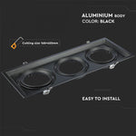 AR111 built-in frame/fixture for 3 bulbs, black, IP20, V-TAC