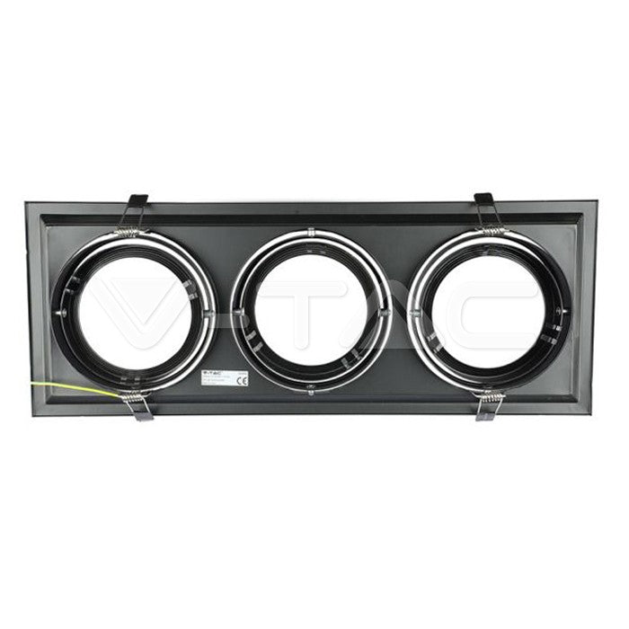 AR111 built-in frame/fixture for 3 bulbs, black, IP20, V-TAC
