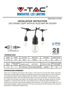 15m E27 spuldžu cokolu virtene ar iekļautām 15 spuldzēm E27 4w LED filament G45 2200K, attālums starp cokoliem 1m x15 cokoli,ūdensdroša IP65, AC220-240V, 2.68kg, melna, ar 220V rozeti beigās un kontakdakšu sākumā, iespējams saslēgt vairākas virknē