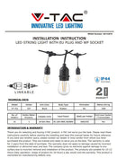 15m E27 glödlampa sockelsträng med 15 medföljande E27 4w LED filament ST64 2700K, 1m x15 mellan socklar, vattentät IP65, AC220-240V, 2,68kg, svart, med 220V uttag i slutet och kontakt i början, kan seriekopplas