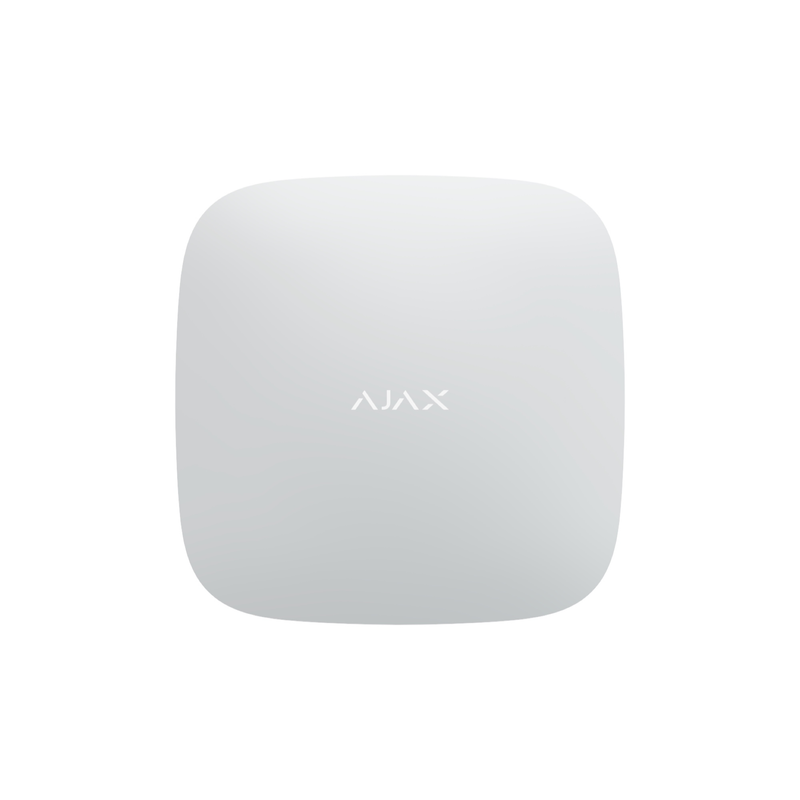 AJAX Security Hub 2 Plus med WI-FI, Ethernet och 2 4GSIM-platser, detektorövervakningsfunktion, larmsändning och fotoverifiering detektoranslutning Vit