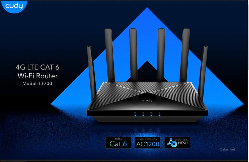 Maršrutētājs Cudy LT700 AC1200 4G LTE Dual-SIM 5GHz 867Mbps/2.4GHz 300Mbps 4-Port GbE Desktop