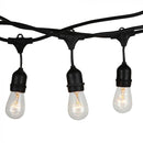 15m E27 spuldžu cokolu virtene ar iekļautām 15 spuldzēm E27 4w LED filament G45 2200K, attālums starp cokoliem 1m x15 cokoli,ūdensdroša IP65, AC220-240V, 2.68kg, melna, ar 220V rozeti beigās un kontakdakšu sākumā, iespējams saslēgt vairākas virknē