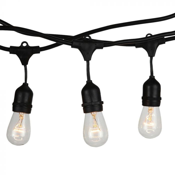 E27 bulb string with 10 included bulbs 4W LED filament ST64 amber, 2200K, 0.5m x10 plinths, waterproof IP65, AC220-240V, 1.4kg, black, with 220V socket at the end and plug at the beginning, can be connected in series