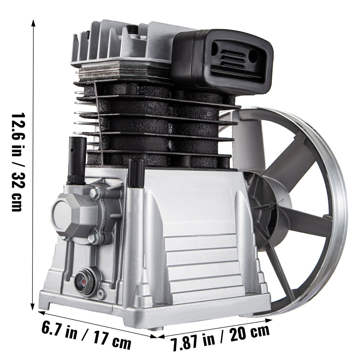 VEVOR Jauns industriālais divcilindru gaisa kompresora sūknis, piemērots 2,2 kW jaudai, ar maksimālo spiedienu 116 PSI (8 bar)