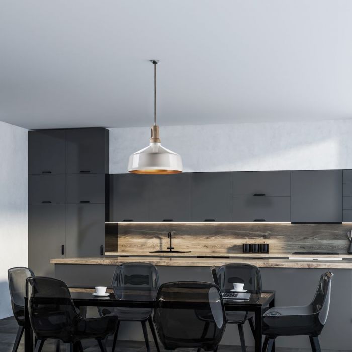 Hanging lamp frame, metal/wood, D350, V-TAC