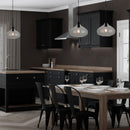 On E27 plinth Hanging lamp frame, black transparent glass, D285, V-TAC