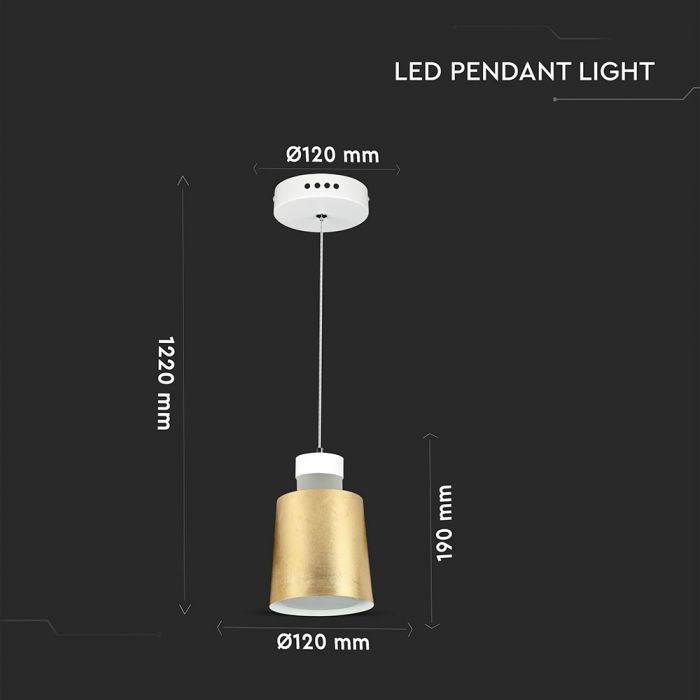 7W(400Lm) LED-pendelarmatur, V-TAC, varmvitt ljus 3000K