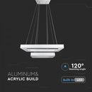 Подвесной светодиодный светильник 100 Вт (7500 Лм) с 2 кольцами, V-TAC, диммируемый, теплый белый свет 3000K