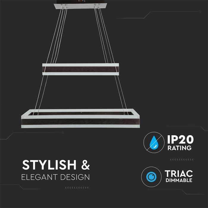 100W (7500Lm) LED pendant light with 2 rings, V-TAC, dimmable, warm white light 3000K