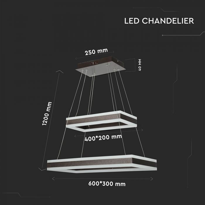 100W (7500Lm) LED pendant light with 2 rings, V-TAC, dimmable, warm white light 3000K