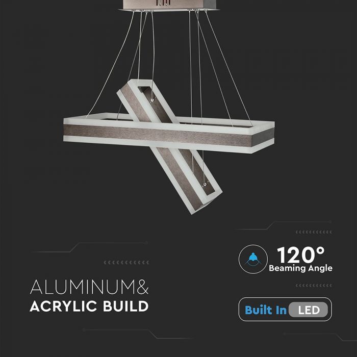 100W (7500Lm) LED pendant light with 2 rings, V-TAC, dimmable, warm white light 3000K