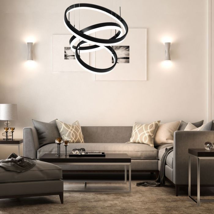 80W (5925Lm) LED iekarams gaismeklis ar 3 riņķiem, V-TAC, dimmējams, silti balta gaisma 3000K