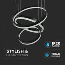 80W (5925Lm) LED iekarams gaismeklis ar 3 riņķiem, V-TAC, dimmējams, silti balta gaisma 3000K