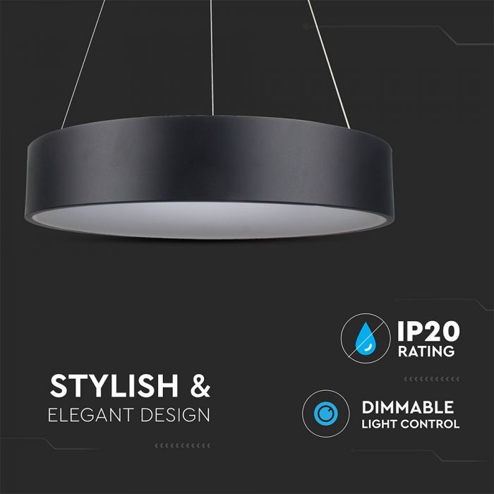 25W (1725Lm) LED iekarams gaismeklis, apaļs, dimmējams, V-TAC, silti balta gaisma 3000K