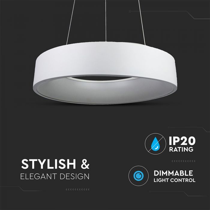 30W (2250Lm) LED hanging light, round, dimmable, V-TAC, warm white light 3000K