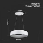 30W (2250Lm) LED hanging light, round, dimmable, V-TAC, warm white light 3000K