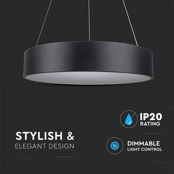 30W (2250Lm) LED rippvalgusti, ümmargune, timmitav, V-TAC, soe valge valgus 3000K